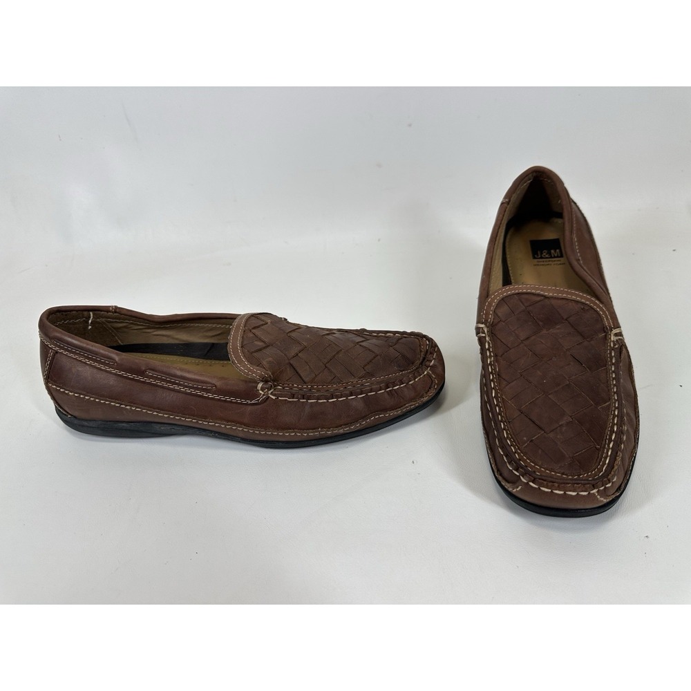 Johnston & Murphy Sheepskin Woven Leather Brown LoafersMen's Sz 11 M